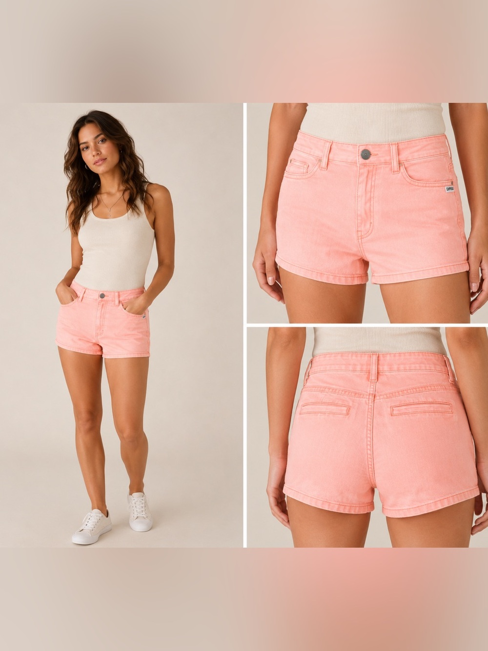 Express Coral Pink Denim Short - Women's Casual Low-Rise